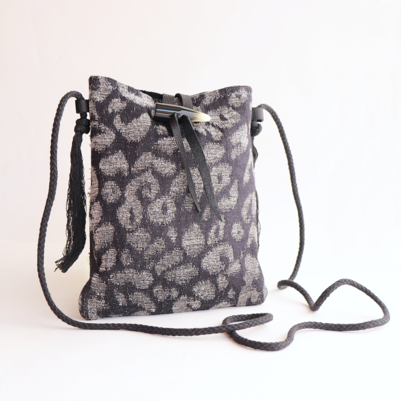 Cross Body Purse in Dark Charcoal Cheetah Print